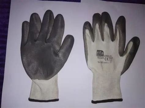 Grey On White Nitrile Rubber Nitrile Deep Gloves For Industrial Use At