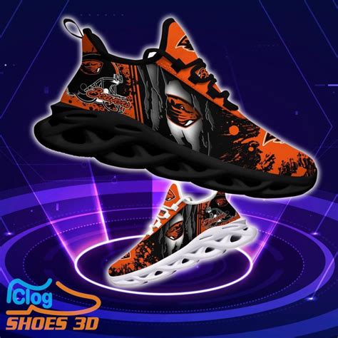 Oregon State Beavers Logo Torn And Splatter Background Max Soul Shoes