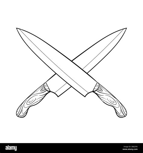 Cuchillo De Cocina Cruzado Dibujo A Mano Vector De Dibujos Animados E