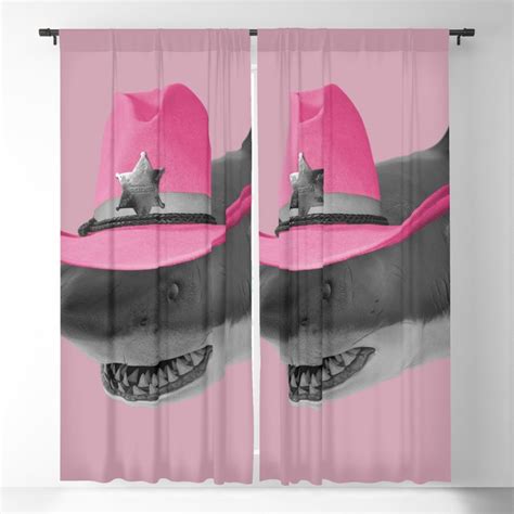 Shark Wearing Pink Cowboy Hat Cowgirl Blackout Curtain By Random Galaxy Society6