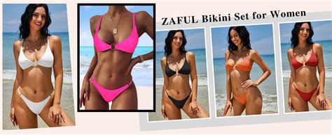 Amazon ZAFUL Women S Ribbed O Ring String Padded Low Waisted Bikini Set Swimsuit Clothing