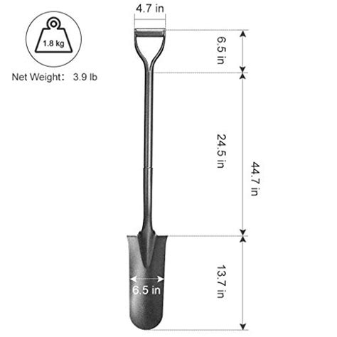 Finether Gardening Spade Shovel Narrow Spade With Tapered Head And D