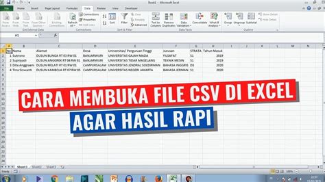 Cara Membuka File Csv Di Excel Agar Hasil Rapi Youtube