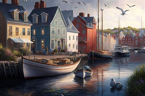 Premium AI Image Quaint Coastal Town With Picturesque Setting