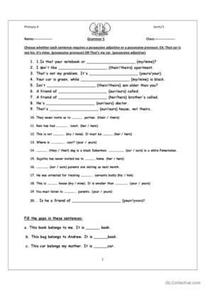 Possessive Pronouns English Esl Worksheets Pdf Doc Worksheets