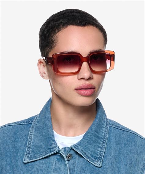 Colby Square Clear Orange Frame Prescription Sunglasses Eyebuydirect