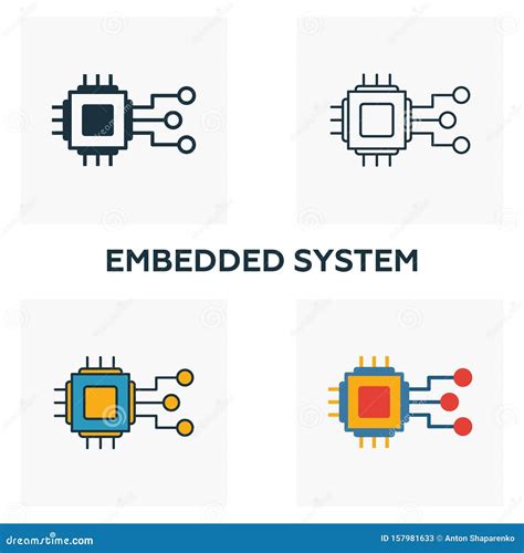 Embedded System Icon Set Four Elements In Diferent Styles From