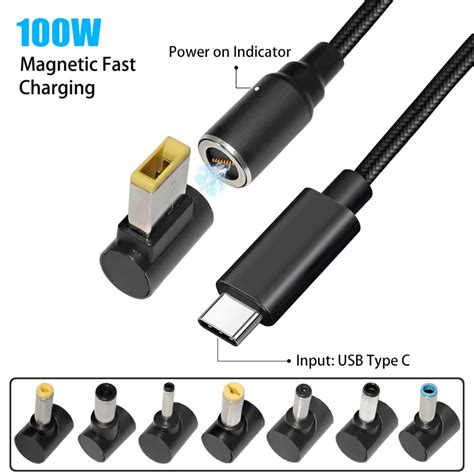 100w Type C Usb C Pd To Dc Universal Laptop Power Adapter Converter Magnetic Charging Connector