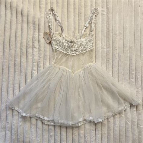 Vintage S E Bole White Lace Chiffon Lingerie Depop