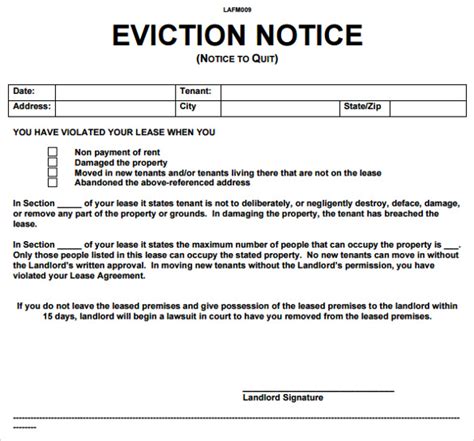 Free Eviction Notice Letter Templates In Pdf Word