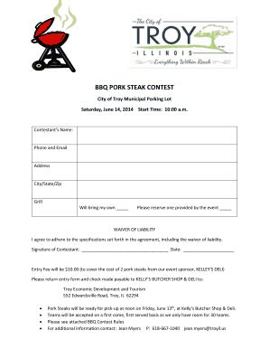 Fillable Online BBQ PORK STEAK CONTEST Troycoc Fax Email Print