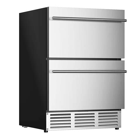 EUHOMY 24 Inch Under Counter Double Drawer Fridge, Weather Proof