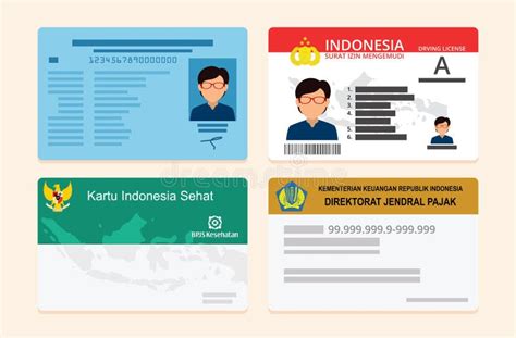 Indonesian Citizen Public Cards Identity Set Stock Vector - Illustration of government, clothing ...