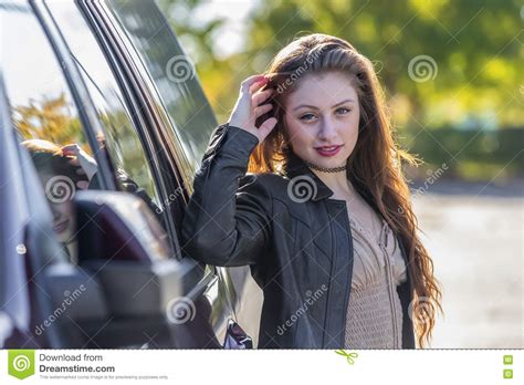 Brunette Coed Enjoying The Fall Foliage Stock Image Image Of Brunette Beauty 80054545