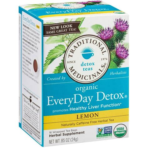 Traditional Medicinals Organic Everyday Detox Lemon Herbal Supplement Tea 16 Count 85 Oz