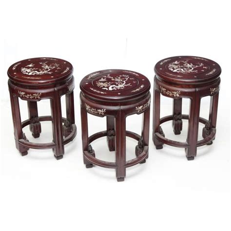 Chinese Mother Of Pearl Inlaid Stools 3 Furniture Oriental