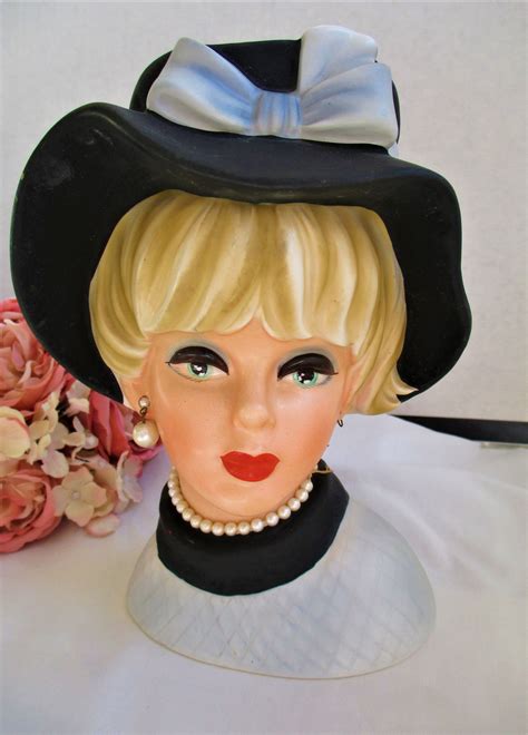 Lady Head Vase Exquisite Napco C Lady With Hat Doris Day Etsy