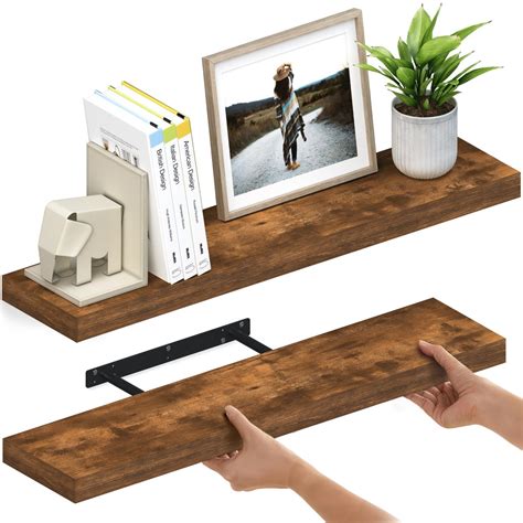 Ballucci Floating Shelves For Wall 36 Wood Wall Shelf Set Of 2 With Invisible