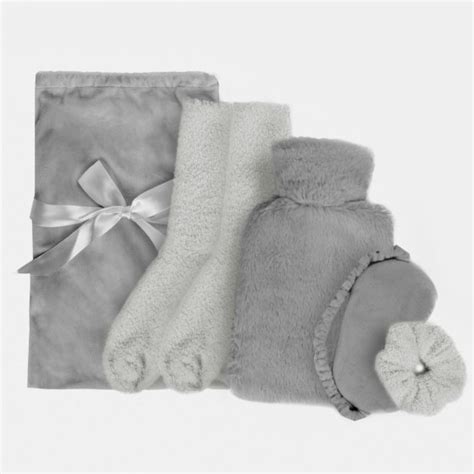 Ohs Winter Warmer Cosy Hot Water Bottle Gift Set Grey Pc