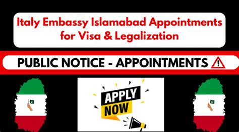 Italy Embassy Islamabad Appointments For Visa Legalization