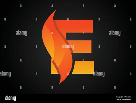 Initial E Monogram Letter With A Swoosh Or Flame Fire Flames Or Swoosh