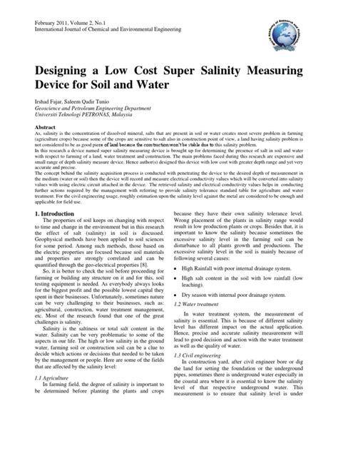 Designing A Low Cost Super Salinity Measuring Device For Soil and Water ...