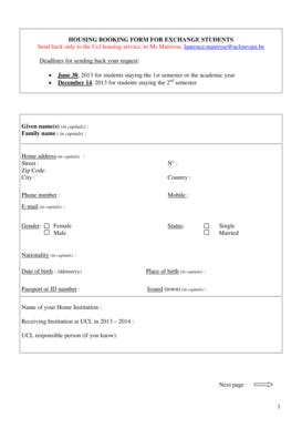 Fillable Online Accomodation Request Form For Exchange Students Fax