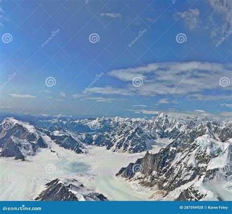 Aerial View Of Denali Mountain Range And Glaciers Denali National Park