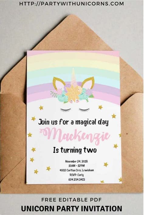 Unicorn Birthday Invitations Free Printables Party With Unicorns