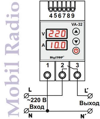 Реле напряжения DigiTOP VA-32A-63A Инструкция