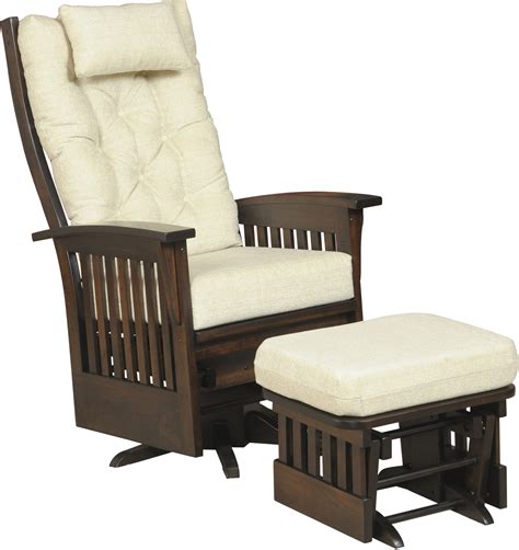 Finley Slat Style Swivel Glider-Ottoman | Amish Swivel Glider