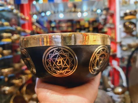 Singing Bowl Seven Chakra Symbol Design Om Singing Bowl Nepal