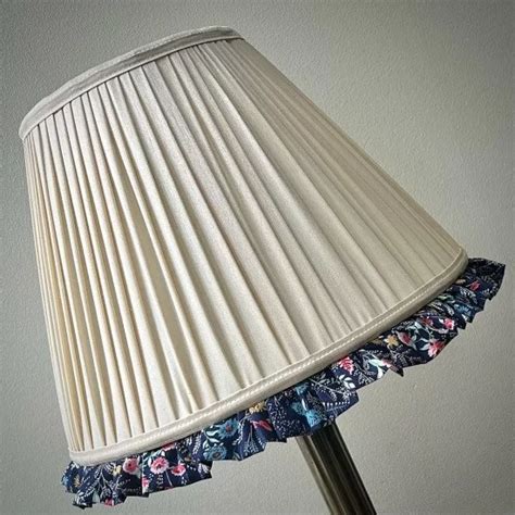 Cream Navy Floral Ruffled Bottom Lampshade