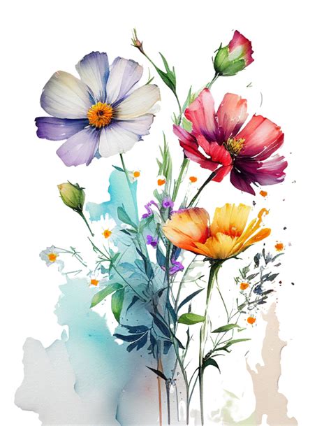 Flowers Watercolor Flowers Watercolor Colorful Spring Flowers