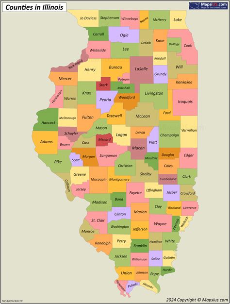 Illinois County Map - List of counties in Illinois - MapsiUS.com