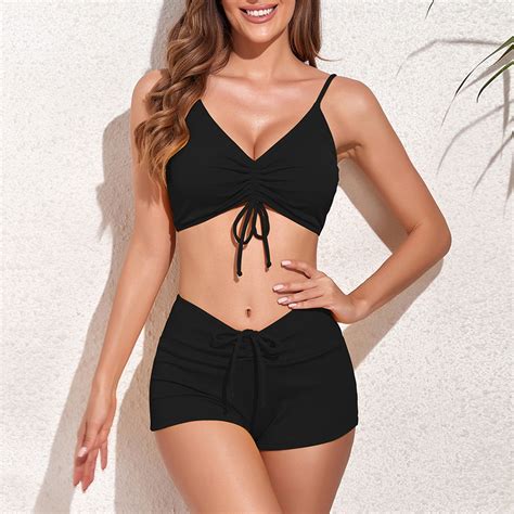 Honhuzh Swimsuits For Women Women Bikini With Chest Pad Without Steel Support Strap Split