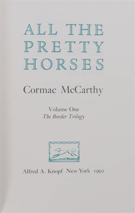 All the Pretty Horses Cormac McCarthy First Edition Signed