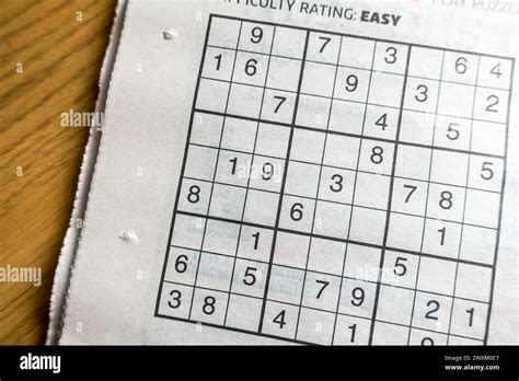 Sudoku Table In A Newspaper Stock Photo Alamy