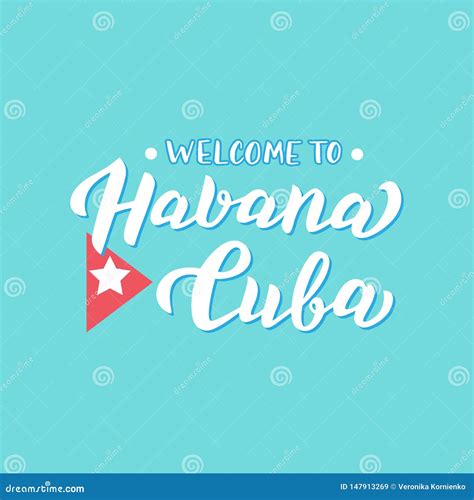 Welcome To Havana Cuba Text Modern Lettering Poster Banner For