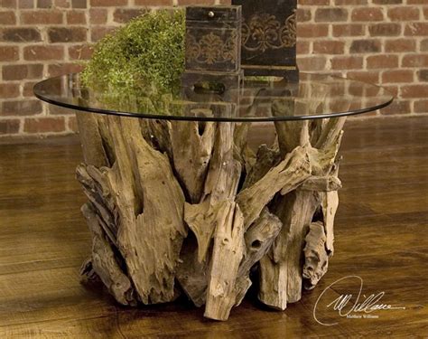 Driftwood Glass Top Round Cocktail Table | Zin Home