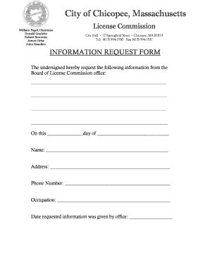 Fillable Online Chicopeema INFORMATION REQUEST FORM The Undersigned