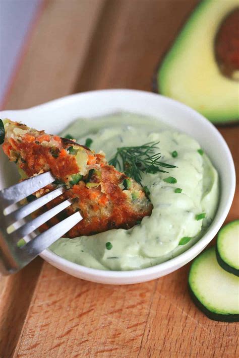 Crispy Vegetable Fritters with Avocado Yogurt Sauce | Jessica Gavin