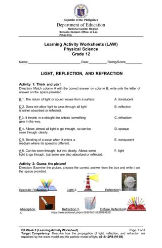 Year Physical Science Questions And Colouring Worksheet Worksheets