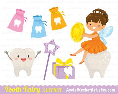 tooth fairy clipart bundle cute tooth fairies kawaii teeth tooth