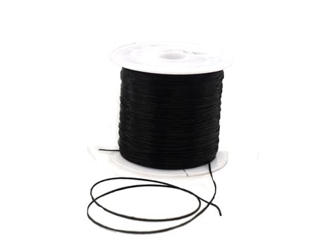 Elastischer Faden Elastan Flach 06mm Schwarz 60meter Schmuck Selber