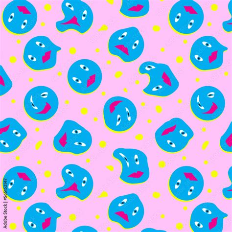 Emoticons Vector Colourful Smile Emojis Seamless Pattern Template