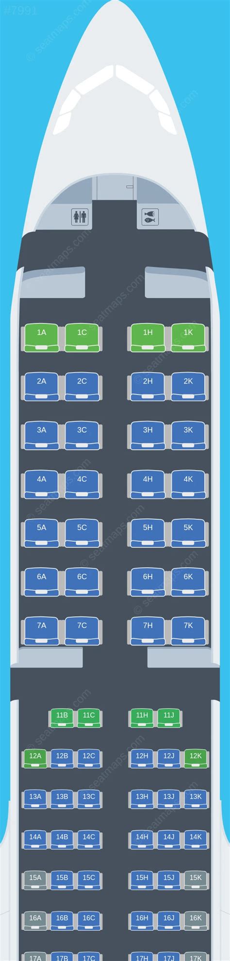 Seat Map Of Air Astana Airbus A321neo Aircraft