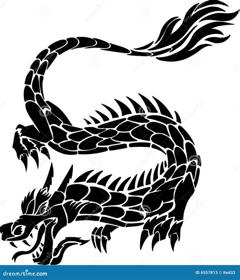 Tribal Tattoo Dragon stock vector. Image of asia, black - 6557813