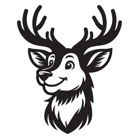 Cervidae Face Logo Deer Head Clipart Deer Illustration In Black And White 47821656 Vector Art