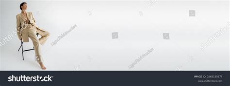 Full Length Brunette Barefoot Woman Elegant Stock Photo 2263135677 Shutterstock